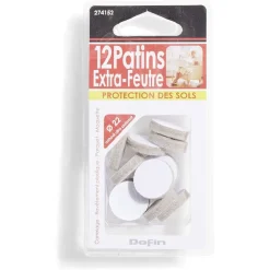 Lot de 12 patins en feutre adhésif ultra puissant beige - Ø22 mm^Gifi Online
