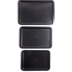 Gifi Cuisson^Lot de 3 plaques à four métal noir 38/43/48x29cm