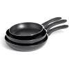 Gifi Cuisson^Lot de 3 poêles tous feux sauf induction aluminium noir Ø20/24/26cm