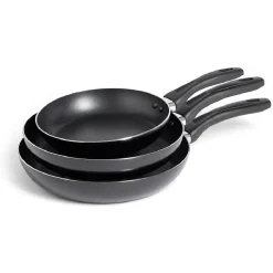 Gifi Cuisson^Lot de 3 poêles tous feux sauf induction aluminium noir Ø20/24/26cm