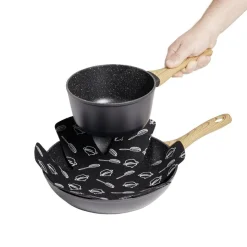 Gifi Cuisson^Lot de 3 protège-poêles Ø38cm polyester noir ou gris