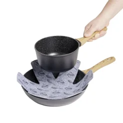 Gifi Cuisson^Lot de 3 protège-poêles Ø38cm polyester noir ou gris