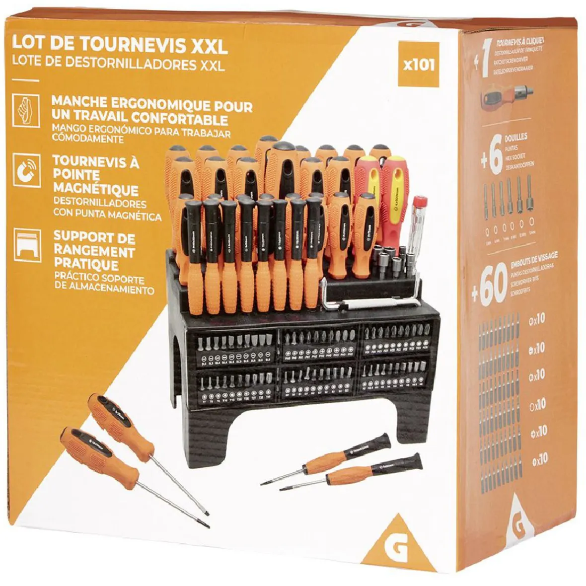 Lot tournevis et embouts 101 pièces^Gifi New