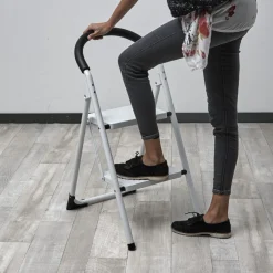 Marchepied pliant 2 marches blanc^Gifi Outlet