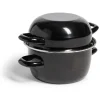 Gifi Cuisson^Marmite à moules avec couvercle acier noir Ø18xH16,5cm