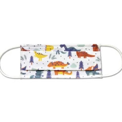 Masque lavable enfant AFNOR UNS1 motif dinosaure tissu blanc et bleu^Gifi