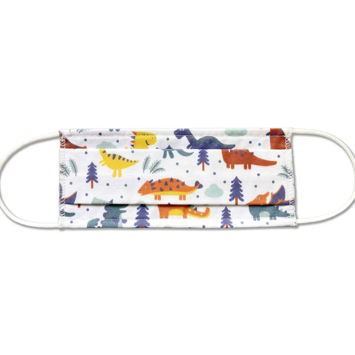 Masque lavable enfant AFNOR UNS1 motif dinosaure tissu blanc et bleu^Gifi