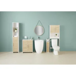 Meuble dérouleur WC mdf blanc naturel^Gifi Sale