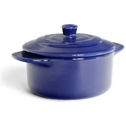 Gifi Cuisson^Mini cocotte individuelle en céramique avec couvercle - bleu ou noir