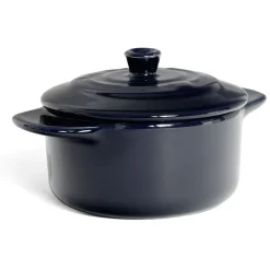 Gifi Cuisson^Mini cocotte individuelle en céramique avec couvercle - bleu ou noir