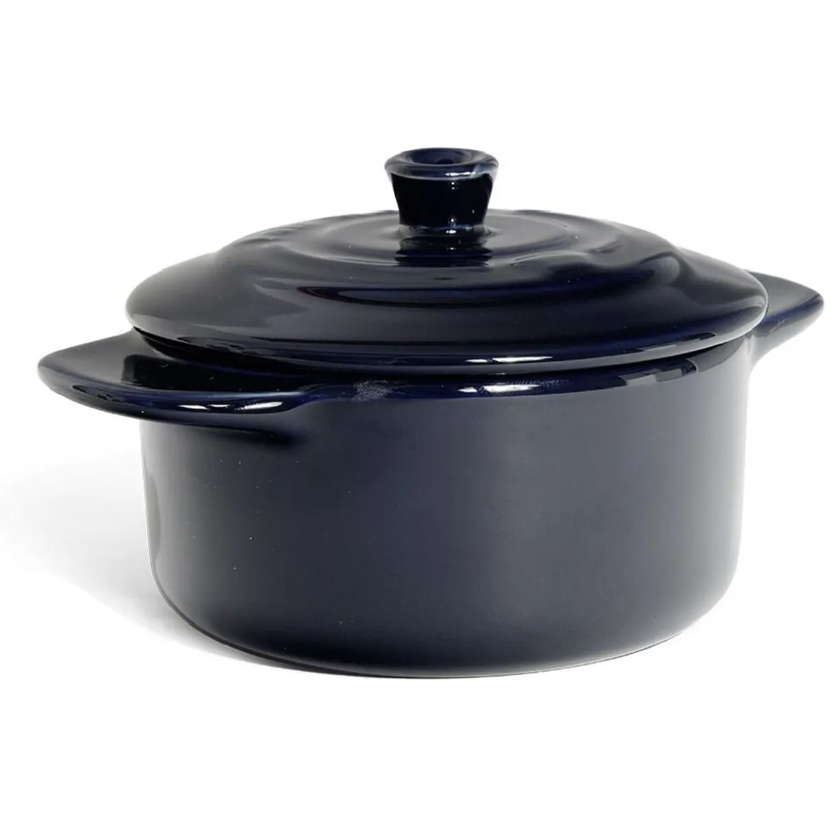 Gifi Cuisson^Mini cocotte individuelle en céramique avec couvercle - bleu ou noir
