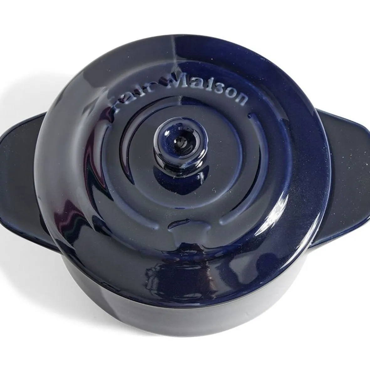 Gifi Cuisson^Mini cocotte individuelle en céramique avec couvercle - bleu ou noir