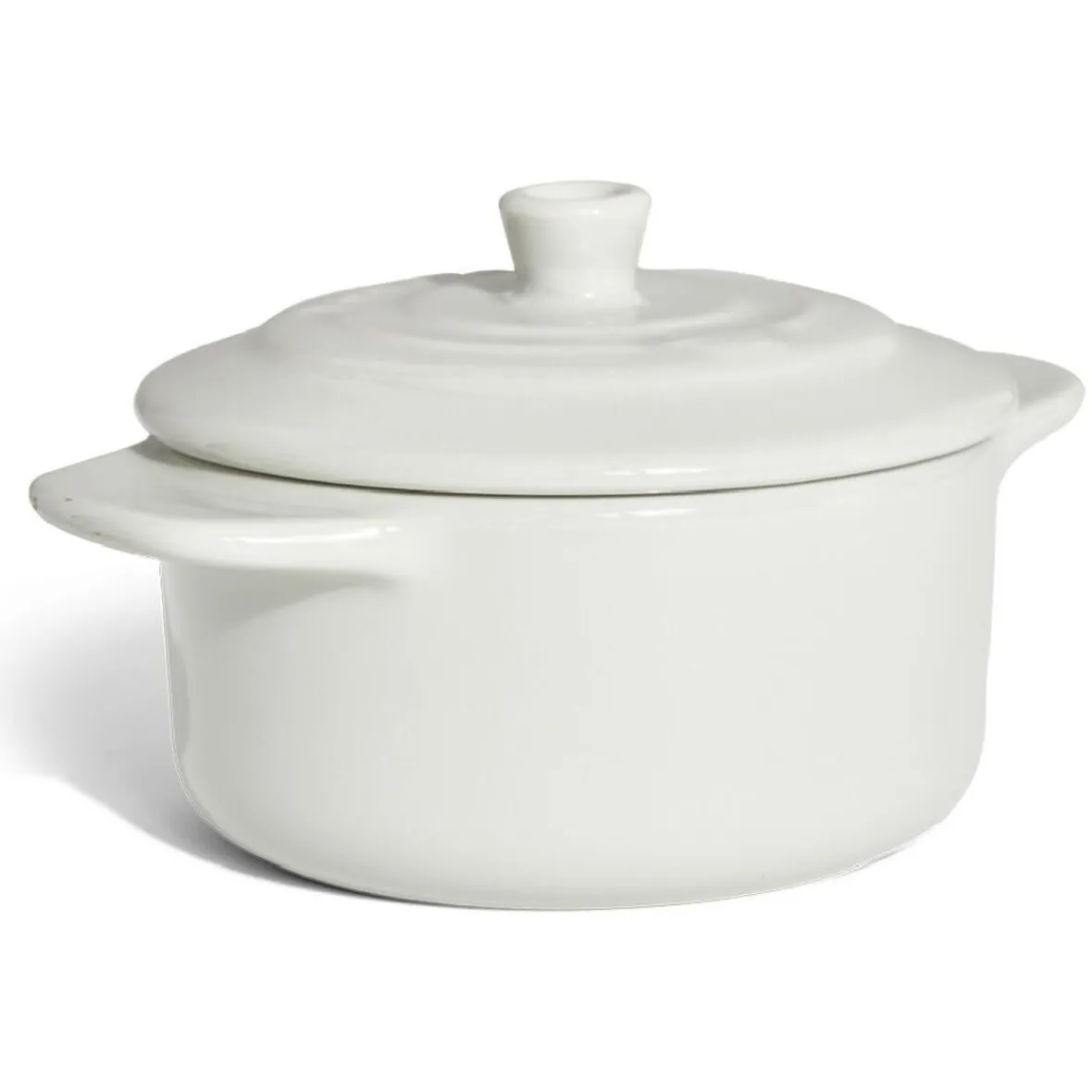 Gifi Cuisson^Mini cocotte individuelle en céramique avec couvercle - gris ou blanc