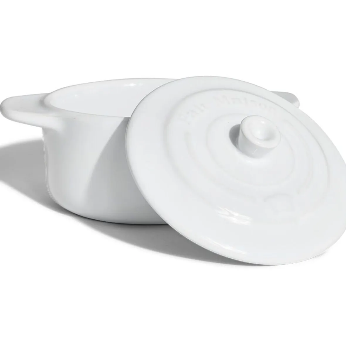Gifi Cuisson^Mini cocotte individuelle en céramique avec couvercle - gris ou blanc