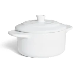 Gifi Cuisson^Mini cocotte individuelle en céramique avec couvercle - gris ou blanc