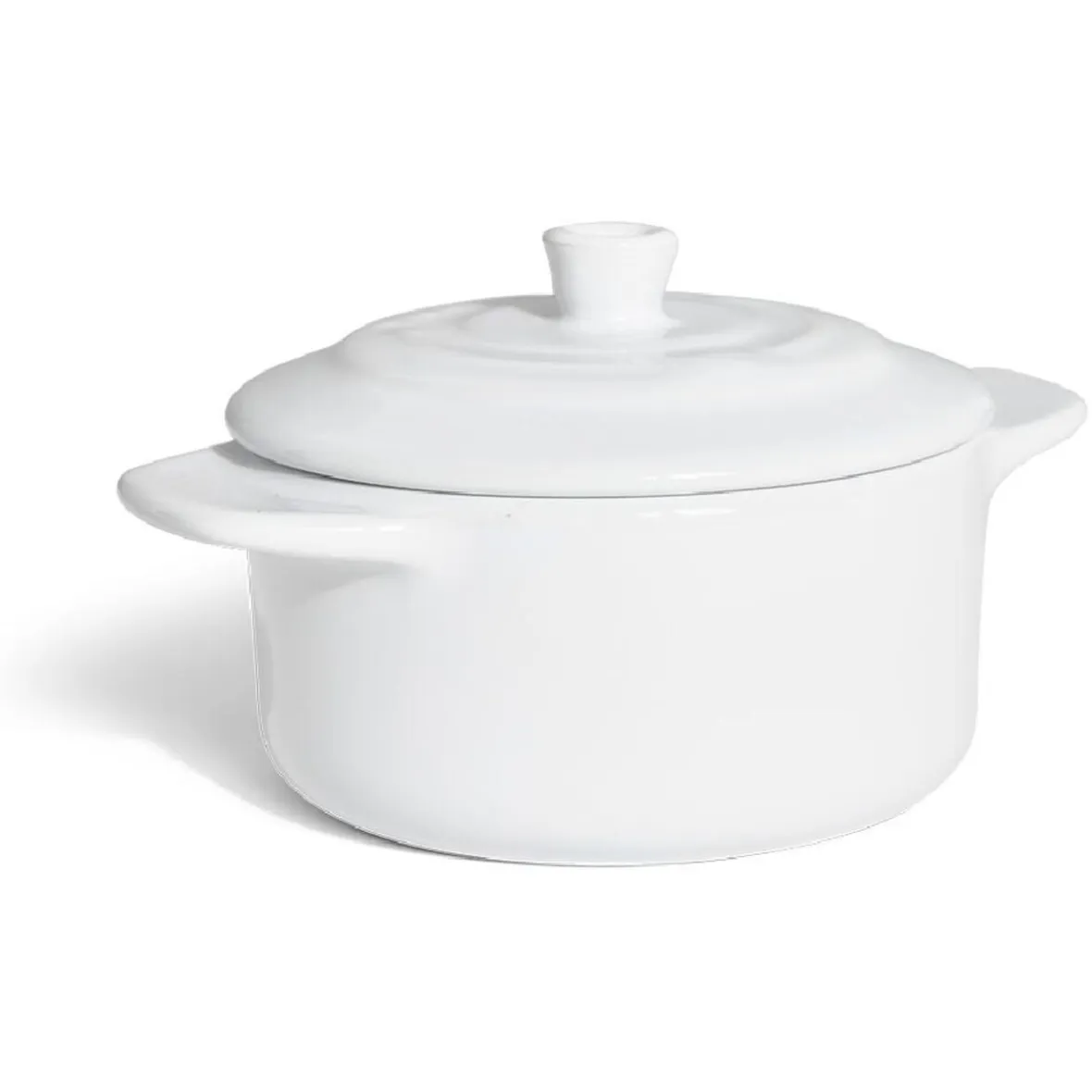 Gifi Cuisson^Mini cocotte individuelle en céramique avec couvercle - gris ou blanc