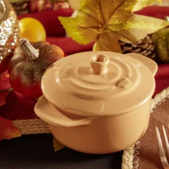 Gifi Cuisson^Mini cocotte individuelle en céramique avec couvercle - marron clair ou foncé