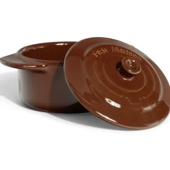 Gifi Cuisson^Mini cocotte individuelle en céramique avec couvercle - marron clair ou foncé