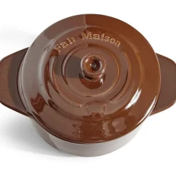 Gifi Cuisson^Mini cocotte individuelle en céramique avec couvercle - marron clair ou foncé