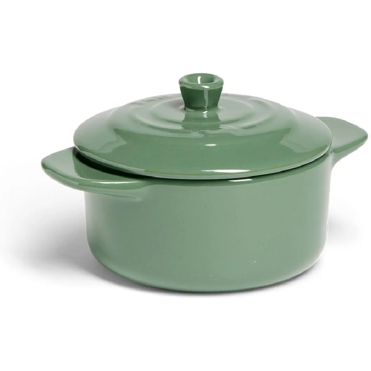 Gifi Cuisson^Mini cocotte individuelle en céramique avec couvercle - rouge ou vert