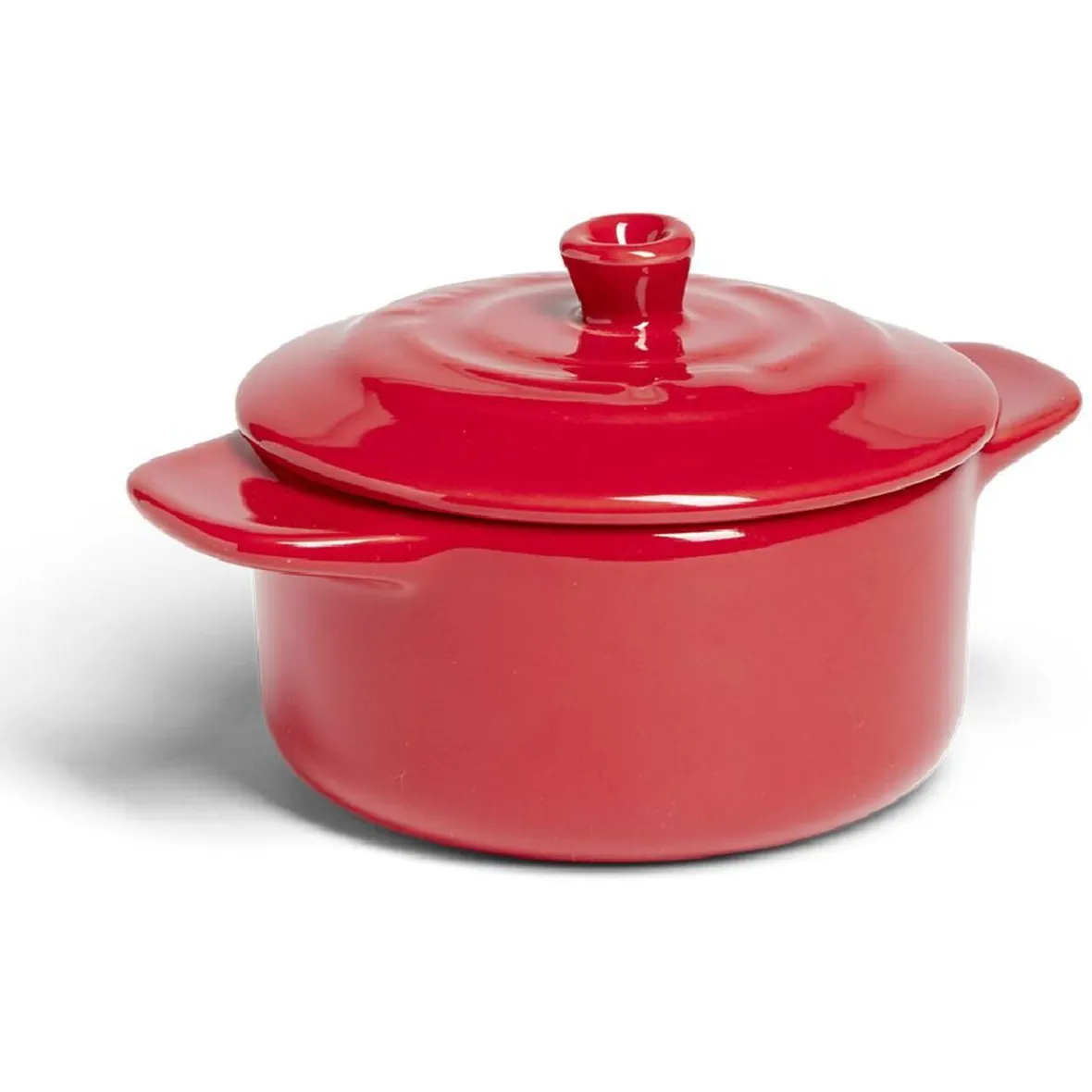 Gifi Cuisson^Mini cocotte individuelle en céramique avec couvercle - rouge ou vert