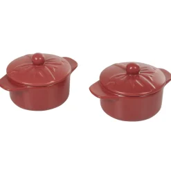 Gifi Cuisson^Minis cocottes rouges mat avec couvercle x2