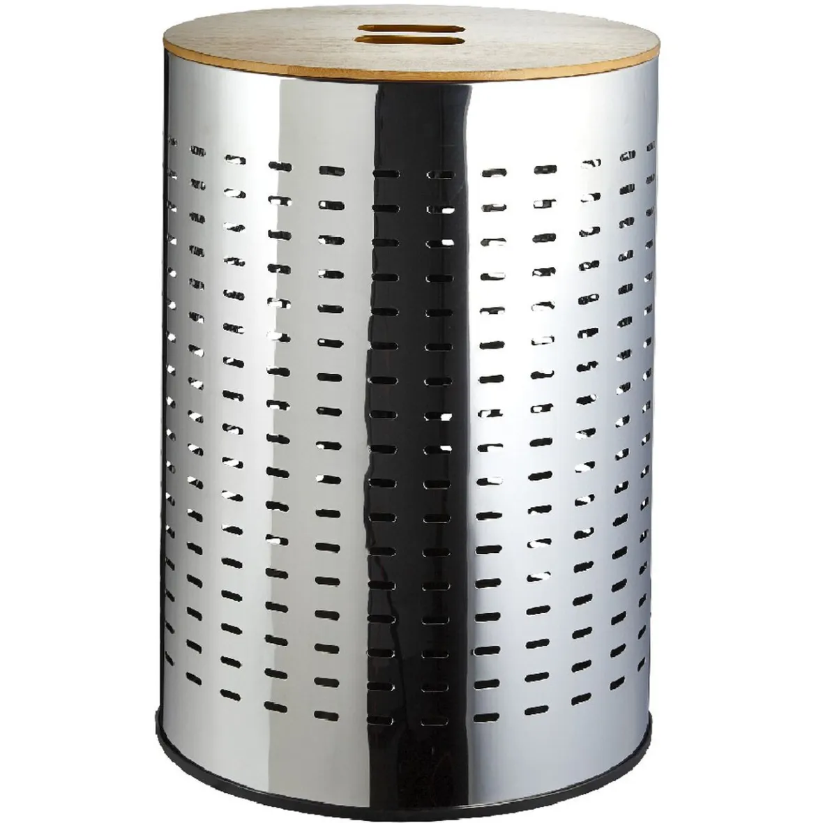 Best Panier à linge cylindrique métal et bois 55 L Entretien Du Linge