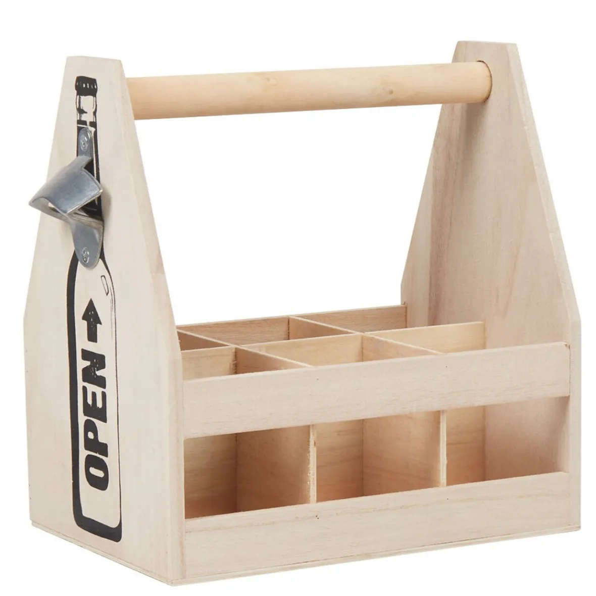 Gifi Rangement De Cuisine^Panier en bois pour bouteilles de bière décapsuleur intégré