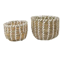 Best Panier rond imitation bois tressé beige x2 Entretien Du Linge