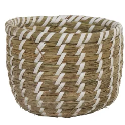 Best Panier rond imitation bois tressé beige x2 Entretien Du Linge
