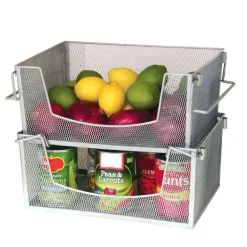 Gifi Rangement De Cuisine^Panier superposable gris argenté