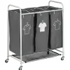 Best Panière à linge 3 compartiments à roulettes Entretien Du Linge