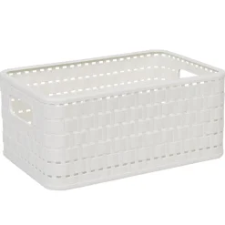 Best Panière de rangement blanche effet tressé 6 L Entretien Du Linge