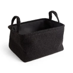 New Panière laine bouclée noire 36x26xH20cm Rangement