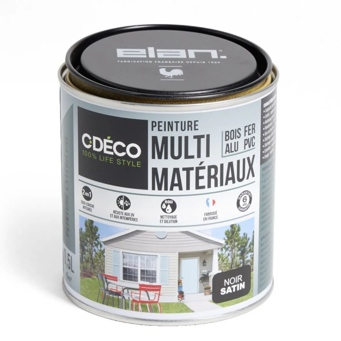 Peinture C'DÉCO tous supports 500ml noir satiné^Gifi Discount