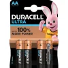 Pile alacaline Duracell Ultra AA 1,5 Volts LR06 - Lot de 4^Gifi Online