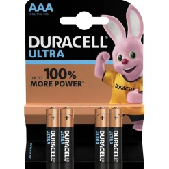 Pile alacaline Duracell Ultra AAA 1,5 Volts LR03 - Lot de 4^Gifi New