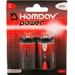 Pile Alcaline Homday Power LR14 x2^Gifi Discount