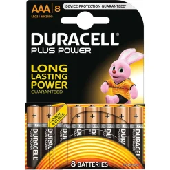Pile Duracell Plus alcaline AAA 1,5 Volts, LR03 - Lot de 8^Gifi New