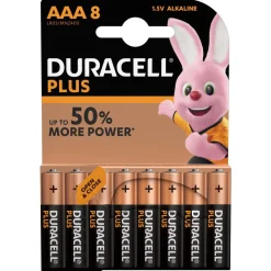 Pile Duracell Plus alcaline AAA 1,5 Volts, LR03 - Lot de 8^Gifi New