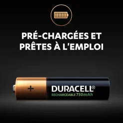 Pile rechargeable Duracell AAA 750mAh - Lot de 4^Gifi
