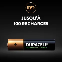 Pile rechargeable Duracell AAA 750mAh - Lot de 4^Gifi