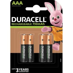 Pile rechargeable Duracell AAA 750mAh - Lot de 4^Gifi
