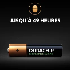 Pile rechargeable Duracell AAA 750mAh - Lot de 4^Gifi