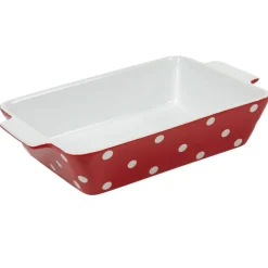 Gifi Cuisson^Plat à four rectangulaire rouge à pois blancs