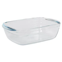 Gifi Cuisson^Plat à four rectangulaire en verre couvercle plastique