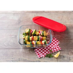 Gifi Cuisson^Plat à four rectangulaire en verre couvercle plastique