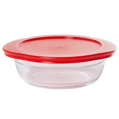 Gifi Cuisson^Plat à four rond en verre couvercle plastique