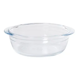 Gifi Cuisson^Plat à four rond en verre couvercle plastique