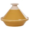 Gifi Cuisson^Plat à tajine en faïence jaune moutarde et blanc ivoire